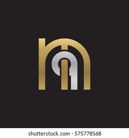 initial letter logo mq, qm, q inside m rounded lowercase logo gold silver