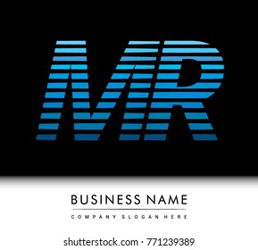 initial letter logo MR colored blue with striped compotition, Vector logo design template elements for your business or company identity
