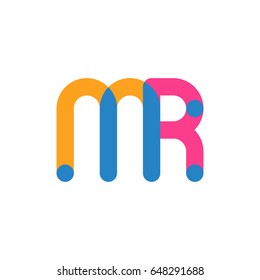 Initial letter logo MR overlapping round line, yellow blue magenta