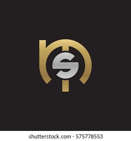 initial letter logo ms, sm, s inside m rounded lowercase logo gold silver