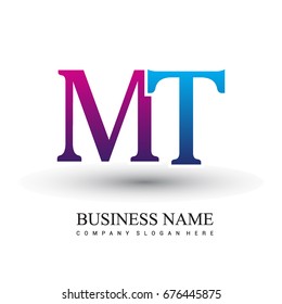 initial letter logo MT colored red and blue, Vector logo design template elements for your business or company identity