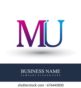 initial letter logo MU colored red and blue, Vector logo design template elements for your business or company identity