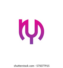 initial letter logo mu, um, u inside m rounded lowercase purple pink