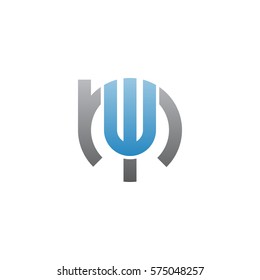 initial letter logo mw, wm, w inside m rounded lowercase blue gray