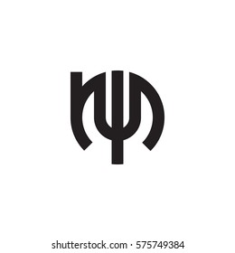 initial letter logo mw, wm, w inside m rounded lowercase black monogram
