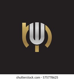 initial letter logo mw, wm, w inside m rounded lowercase logo gold silver