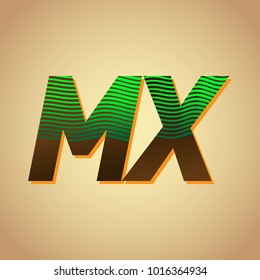 initial letter logo MX colored green and brown with striped composition, Vector logo design template elements for your business or company identity