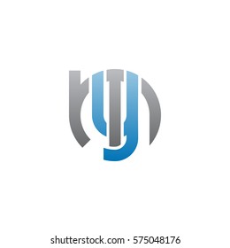 initial letter logo my, ym, y inside m rounded lowercase blue gray