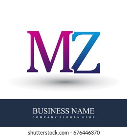 initial letter logo MZ colored red and blue, Vector logo design template elements for your business or company identity