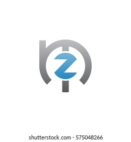 initial letter logo mz, zm, z inside m rounded lowercase blue gray
