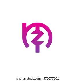 initial letter logo mz, zm, z inside m rounded lowercase purple pink