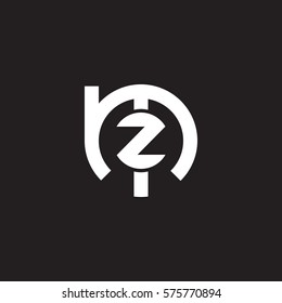 initial letter logo mz, zm, z inside m rounded lowercase white black background