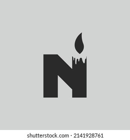 initial letter logo N candle logo design Vector Icon template elements svg