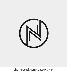 Initial letter logo n inside circle shape, on, no, n inside o rounded lowercase black monogram logo template - Vector