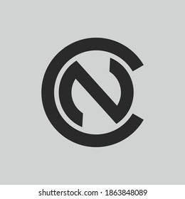 initial letter logo N inside circle shape, CN, NC, N inside C rounded upper case black monogram