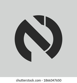 initial letter logo N inside circle shape, NI, IN, upper case black monogram