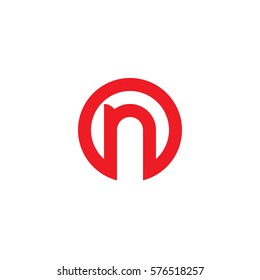 initial letter logo n inside circle shape, on, no, n inside o rounded lowercase red flat