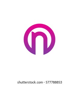 initial letter logo n inside circle shape, on, no, n inside o rounded lowercase purple pink
