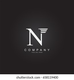 Initial Letter Logo N with wing Template Design Vector  . Alphabet Logo .