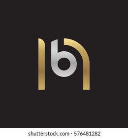 initial letter logo nb, bn, b inside n rounded lowercase logo gold silver