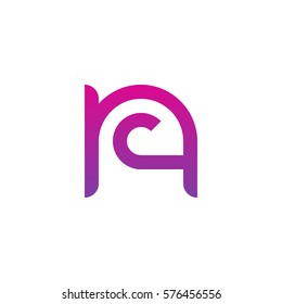 initial letter logo nc, cn, c inside n rounded lowercase purple pink
