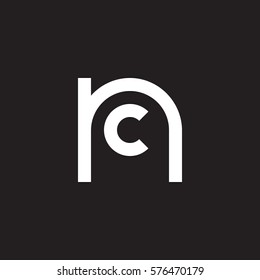initial letter logo nc, cn, c inside n rounded lowercase white black background