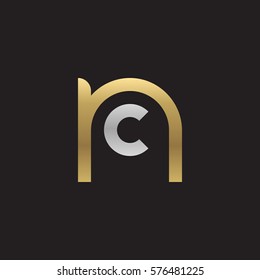 initial letter logo nc, cn, c inside n rounded lowercase logo gold silver