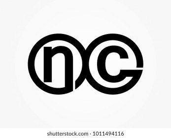 Initial letter logo nc lowercase related in circles black