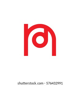 initial letter logo nd, dn, d inside n rounded lowercase red flat