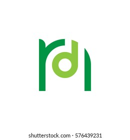 initial letter logo nd, dn, d inside n rounded lowercase green flat