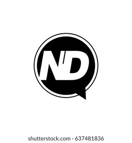 Initial letter logo nd inside speech bubble black