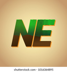 initial letter logo NE colored green and brown with striped composition, Vector logo design template elements for your business or company identity