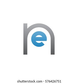 initial letter logo ne, en, e inside n rounded lowercase blue gray