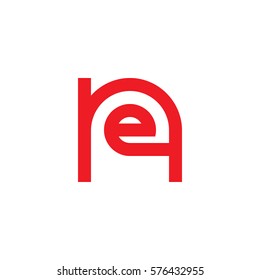 initial letter logo ne, en, e inside n rounded lowercase red flat