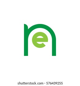 initial letter logo ne, en, e inside n rounded lowercase green flat