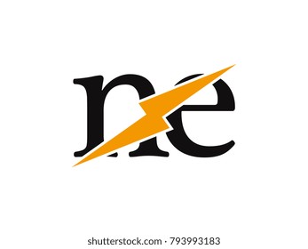 Initial letter logo ne lowercase thunder vector design