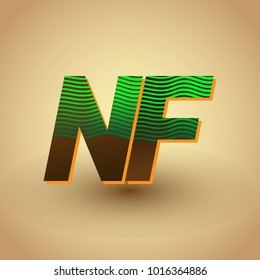 initial letter logo NF colored green and brown with striped composition, Vector logo design template elements for your business or company identity