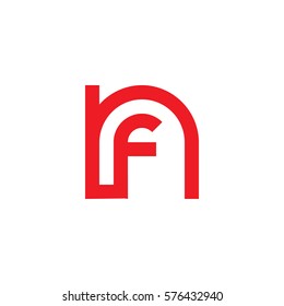 initial letter logo nf, fn, f inside n rounded lowercase red flat