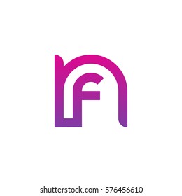 initial letter logo nf, fn, f inside n rounded lowercase purple pink