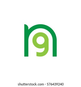 initial letter logo ng, gn, g inside n rounded lowercase green flat