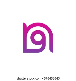 initial letter logo ng, gn, g inside n rounded lowercase purple pink