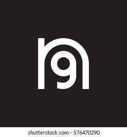 initial letter logo ng, gn, g inside n rounded lowercase white black background