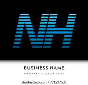 initial letter logo NH colored blue with striped compotition, Vector logo design template elements for your business or company identity
