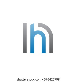 initial letter logo nh, hn, h inside n rounded lowercase blue gray