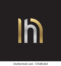 initial letter logo nh, hn, h inside n rounded lowercase logo gold silver
