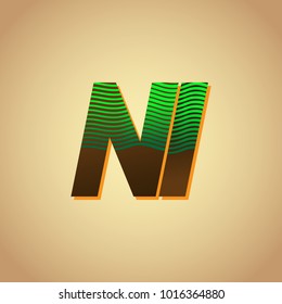 initial letter logo NI colored green and brown with striped composition, Vector logo design template elements for your business or company identity