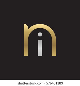 initial letter logo ni, in, i inside n rounded lowercase logo gold silver