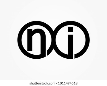 Initial letter logo ni lowercase related in circles black