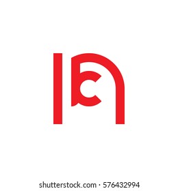 initial letter logo nk, kn, k inside n rounded lowercase red flat