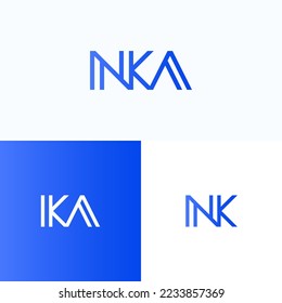 Initial letter logo NKA,NK,KA minimal modern logo